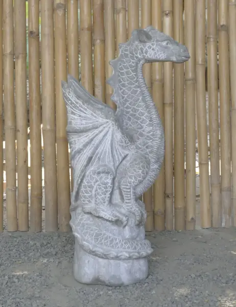 Product image of the product “Sitting dragon on stone, approx. 75 H cm, cast stone, natural ”